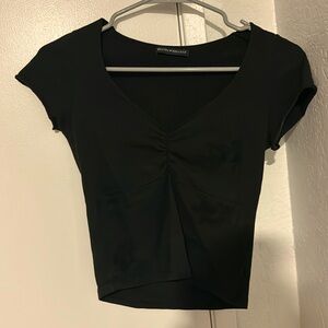 Black v neck crop top from brandy Melville